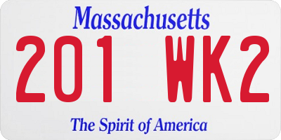 MA license plate 201WK2