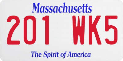 MA license plate 201WK5