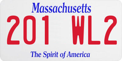 MA license plate 201WL2