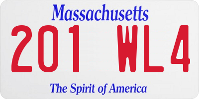 MA license plate 201WL4