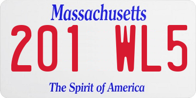 MA license plate 201WL5