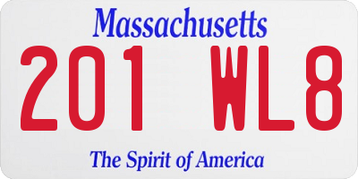 MA license plate 201WL8