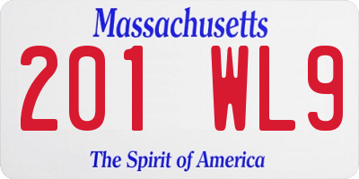 MA license plate 201WL9