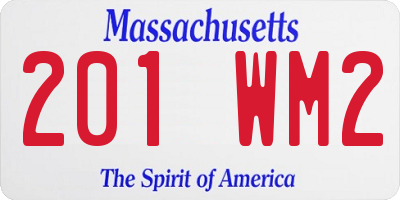 MA license plate 201WM2