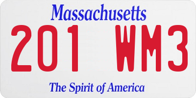 MA license plate 201WM3