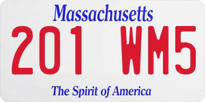 MA license plate 201WM5