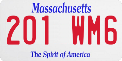 MA license plate 201WM6