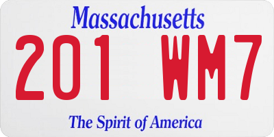 MA license plate 201WM7