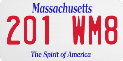 MA license plate 201WM8