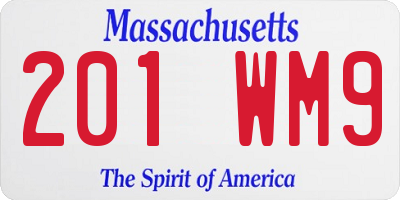 MA license plate 201WM9