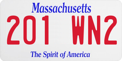 MA license plate 201WN2