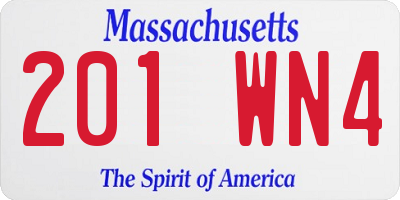 MA license plate 201WN4