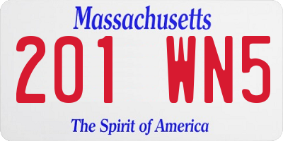 MA license plate 201WN5