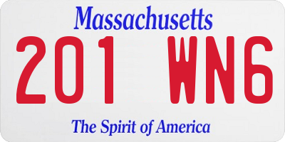 MA license plate 201WN6