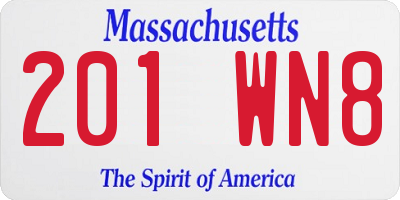 MA license plate 201WN8