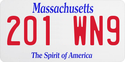 MA license plate 201WN9
