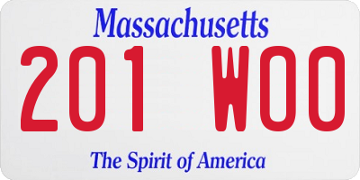 MA license plate 201WO0