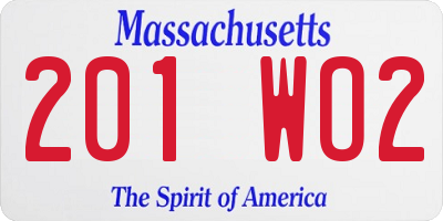 MA license plate 201WO2