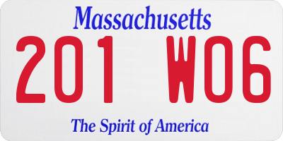 MA license plate 201WO6