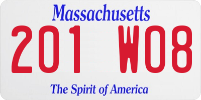 MA license plate 201WO8