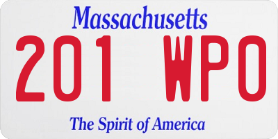 MA license plate 201WP0