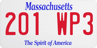MA license plate 201WP3