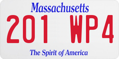 MA license plate 201WP4