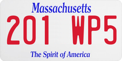 MA license plate 201WP5