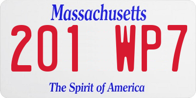 MA license plate 201WP7