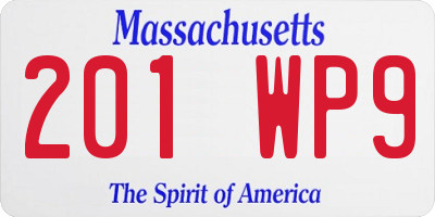 MA license plate 201WP9