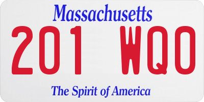 MA license plate 201WQ0