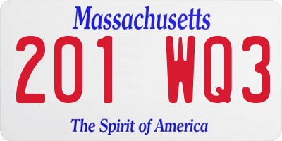 MA license plate 201WQ3