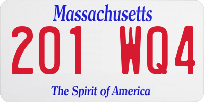MA license plate 201WQ4