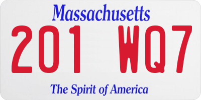 MA license plate 201WQ7
