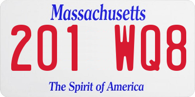MA license plate 201WQ8