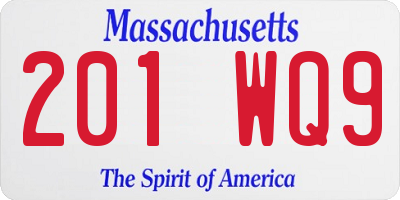 MA license plate 201WQ9