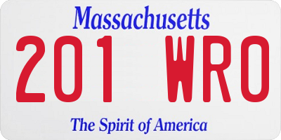 MA license plate 201WR0