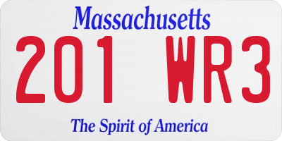 MA license plate 201WR3