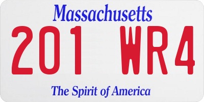 MA license plate 201WR4