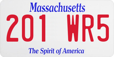 MA license plate 201WR5