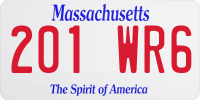 MA license plate 201WR6