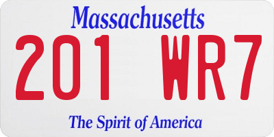 MA license plate 201WR7
