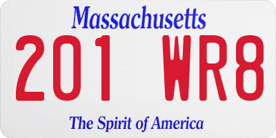 MA license plate 201WR8