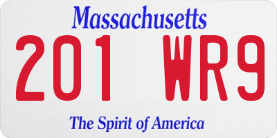 MA license plate 201WR9