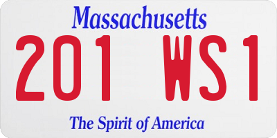 MA license plate 201WS1