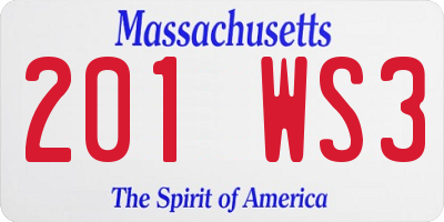 MA license plate 201WS3