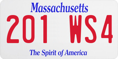 MA license plate 201WS4