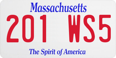 MA license plate 201WS5