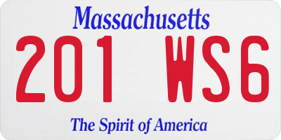 MA license plate 201WS6