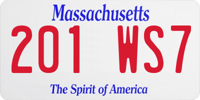 MA license plate 201WS7
